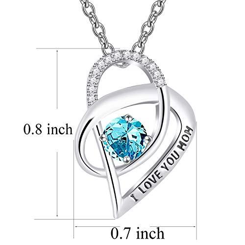 Mother's Day 925 Sterling Silver 'Mom Heart' Rhinestone Cubic Zirconia 'I Love You Mom' Quote Necklace EliteDealsOutlet 