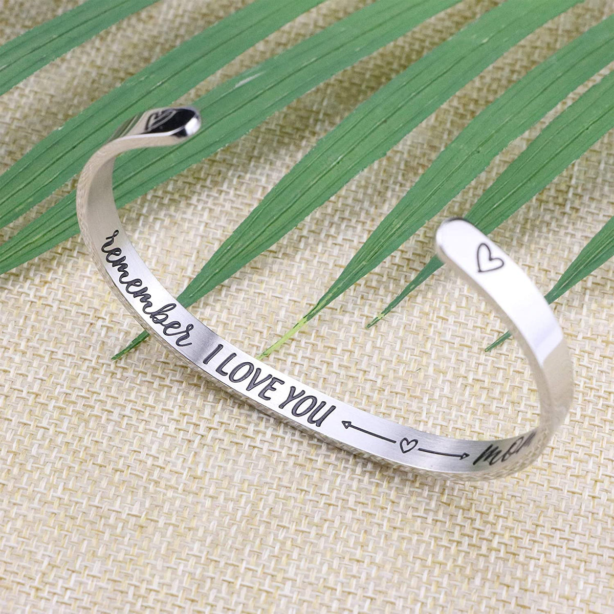 Mother's Day Bracelet + Gift Card: Inspirational Engraved Quote Stainless Steel Cuff Bangle (Remember I Love You Mom) EliteDealsOutlet 