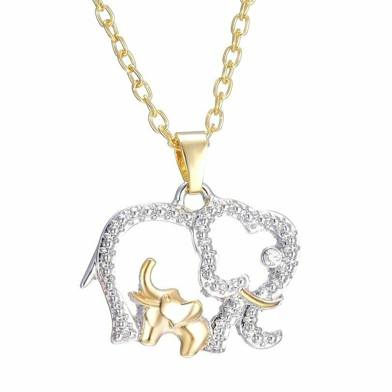 Mother's Day 'Elephant Baby & Mom' Crystal Necklace Pendant & Chain Gift Mother Gift SHINELUX™ 