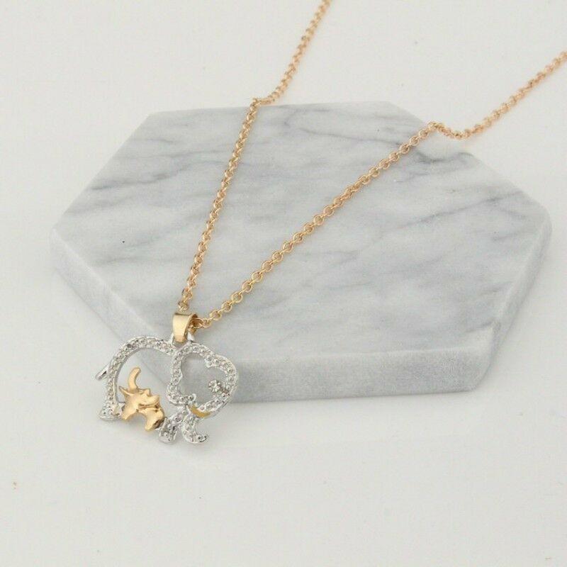 Mother's Day 'Elephant Baby & Mom' Crystal Necklace Pendant & Chain Gift Mother Gift SHINELUX™ 
