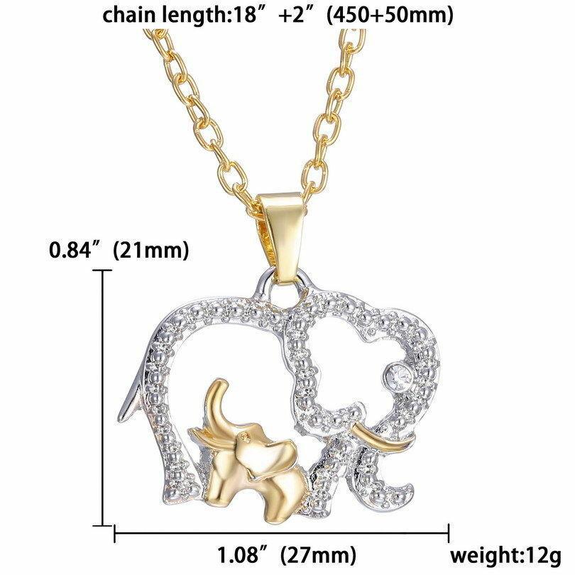 Mother's Day 'Elephant Baby & Mom' Crystal Necklace Pendant & Chain Gift Mother Gift SHINELUX™ 