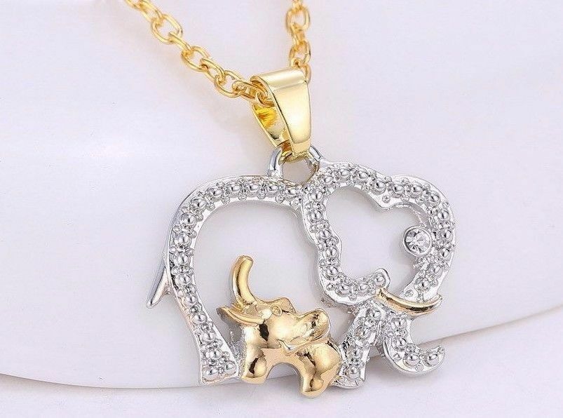 Mother's Day 'Elephant Baby & Mom' Crystal Necklace Pendant & Chain Gift Mother Gift SHINELUX™ 