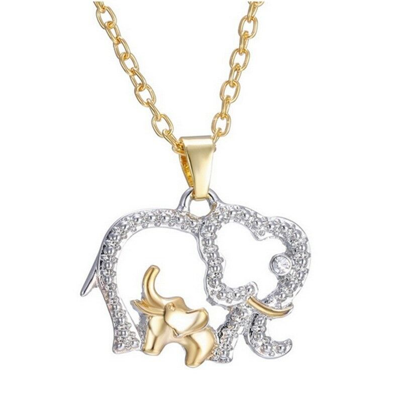 Mother's Day 'Elephant Baby & Mom' Crystal Necklace Pendant & Chain Gift Mother Gift SHINELUX™ 