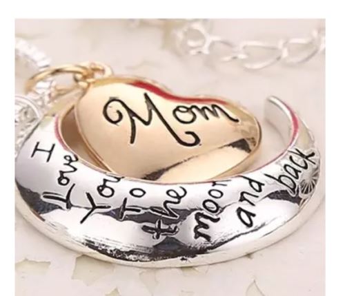 Mother's Day 'I Love You To The Moon &amp; Back' Necklace Heart Pendant &amp; Chain Gift Mother Gift SHINELUX™ 