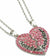 Mother's Day 'Mother & Daughter' 2-Piece Heart Pink Crystal Rhinestone Necklace Pendant & Chain Gift Mother Gift SHINELUX™ 