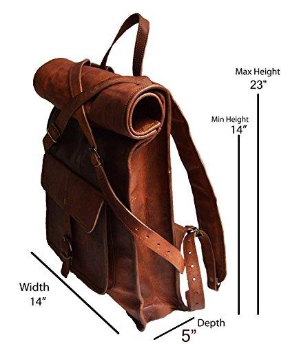 Men's Leather Backpack - Roll Top Rucksack for Laptops