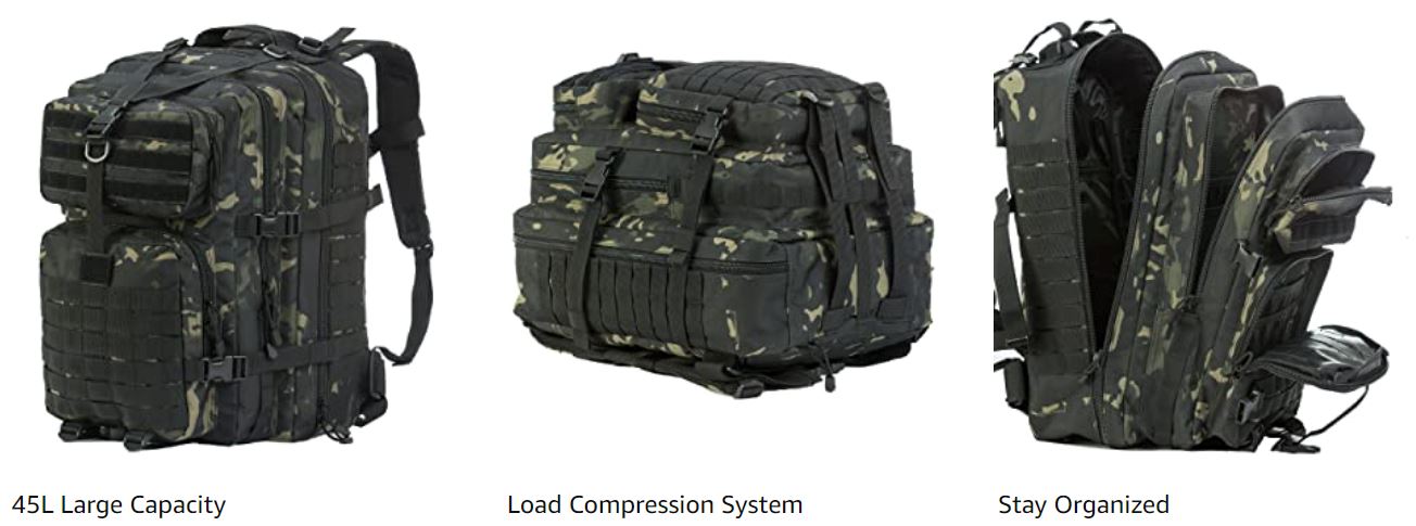 MROYALE™ 45L Tactical Outdoor Hiking Bag | 3 Day Bug Out Army MOLLE Backpack Rucksack Tactical Bag MRoyale™ 