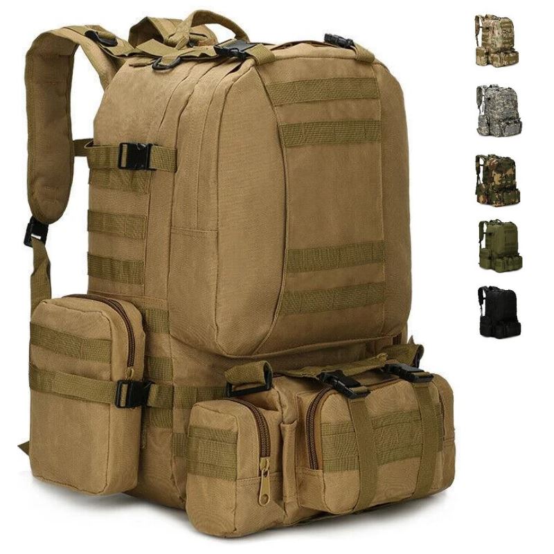 MROYALE™ 55L Outdoor Tactical Bugout Army Molle Rucksack Hiking Backpack tactical bag MRoyale™ Fashion Brown 