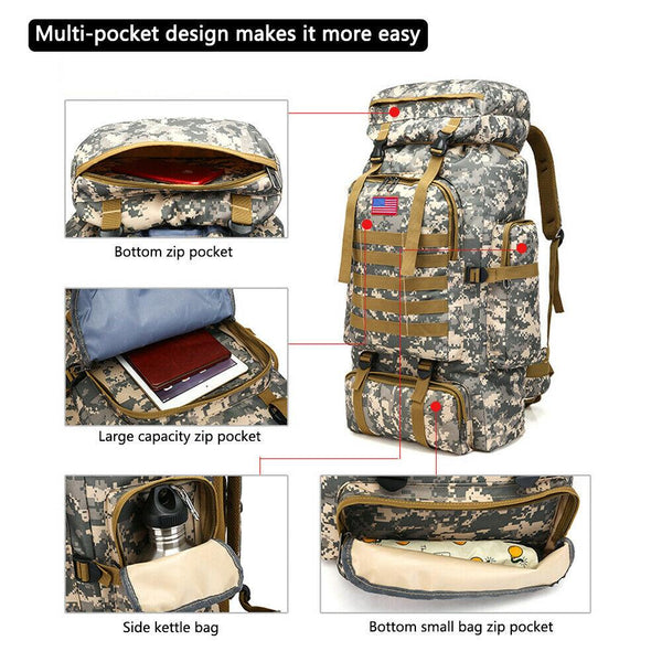 MROYALE 80L Outdoor Tactical Bugout Army Molle Rucksack Hiking Backpa EliteDealsOutlet