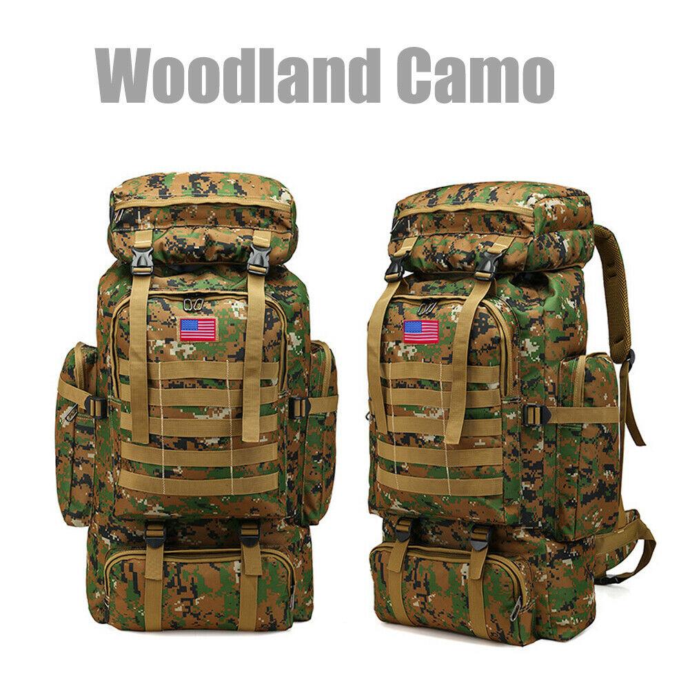 MROYALE™ 80L Outdoor Tactical Bugout Army Molle Rucksack Hiking Backpack tactical bag MRoyale™ Woodland Camo 