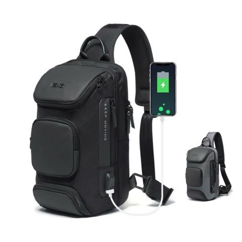 Sling Bags for Men,Waterproof Lightweight Slim Crossbody Shoulder Sling  Backpack Mini Messenger Bag Chest Bag One Strap Backpack with USB Charging