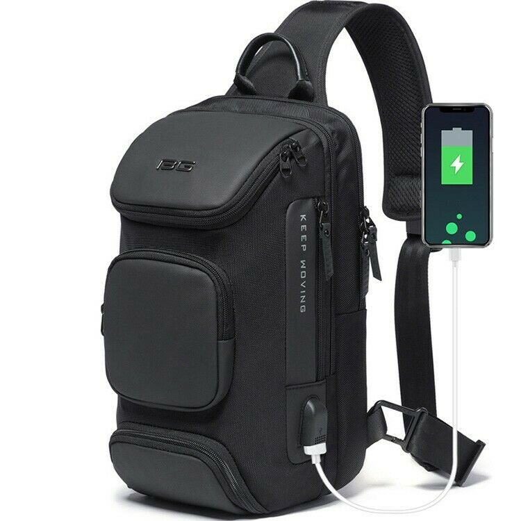 MROYALE BG™ Mini Sling Anti-Theft USB Men's Chest Crossbody Small Backpack sling chest bag MRoyale™ Fashion Black 