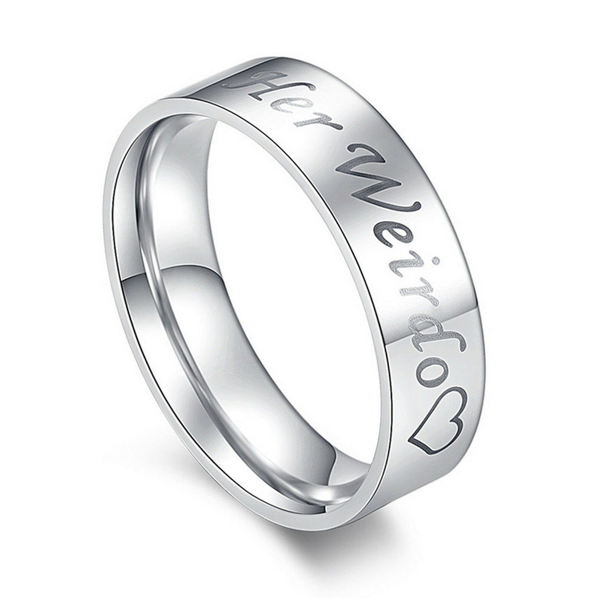 MRoyale™ Couple&#39;s Matching Stainless Steel &#39;His Crazy/Her Weirdo&#39; Wedding Band Ring men&#39;s ring MRoyale™ Fashion Silver Men&#39;s Ring (Her Weirdo) 4
