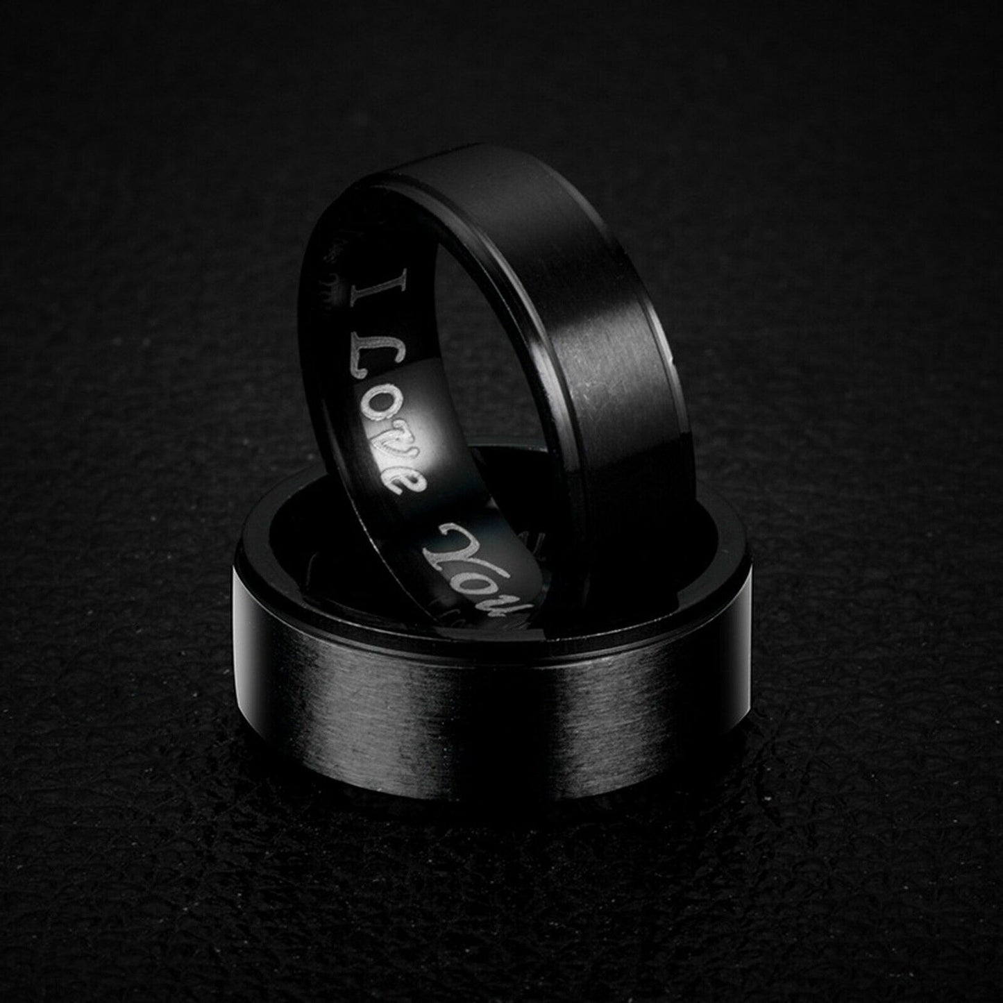 MRoyale™ Couple's Matching Stainless Steel 'I Love You' Wedding Band Ring men's ring MRoyale™ Fashion 