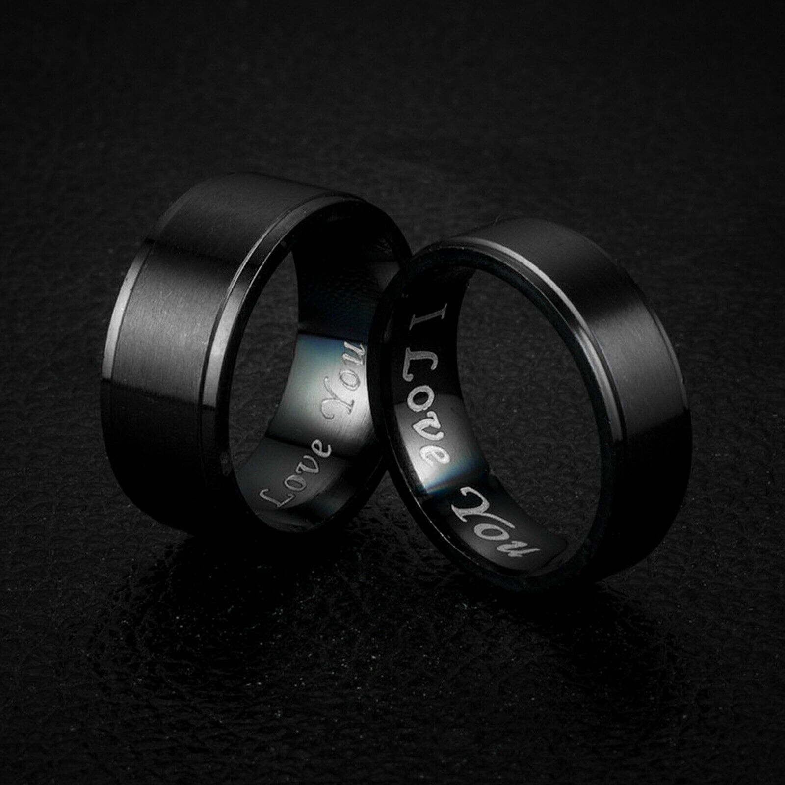 MRoyale™ Couple's Matching Stainless Steel 'I Love You' Wedding Band Ring men's ring MRoyale™ Fashion 