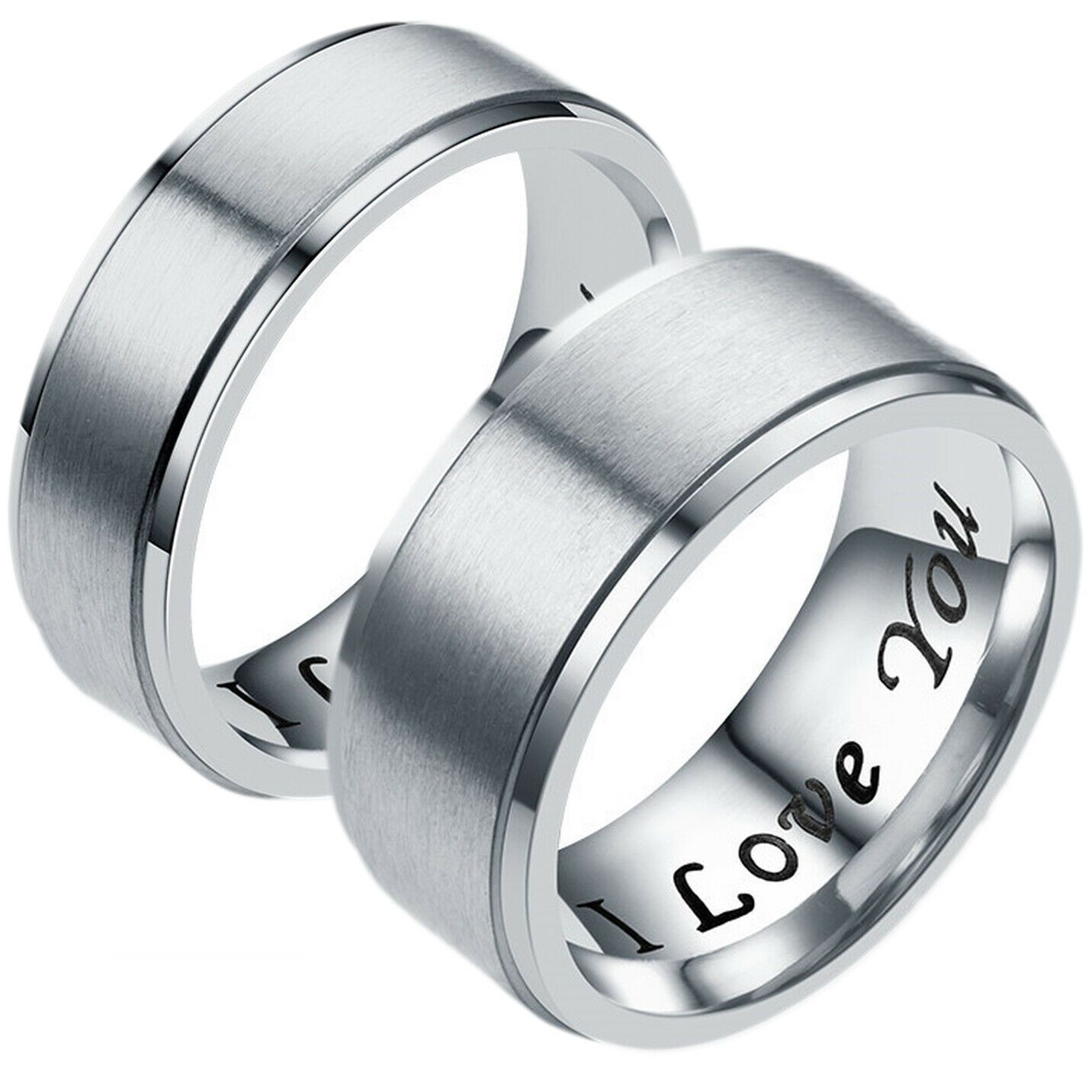 MRoyale™ Couple's Matching Stainless Steel 'I Love You' Wedding Band Ring men's ring MRoyale™ Fashion 