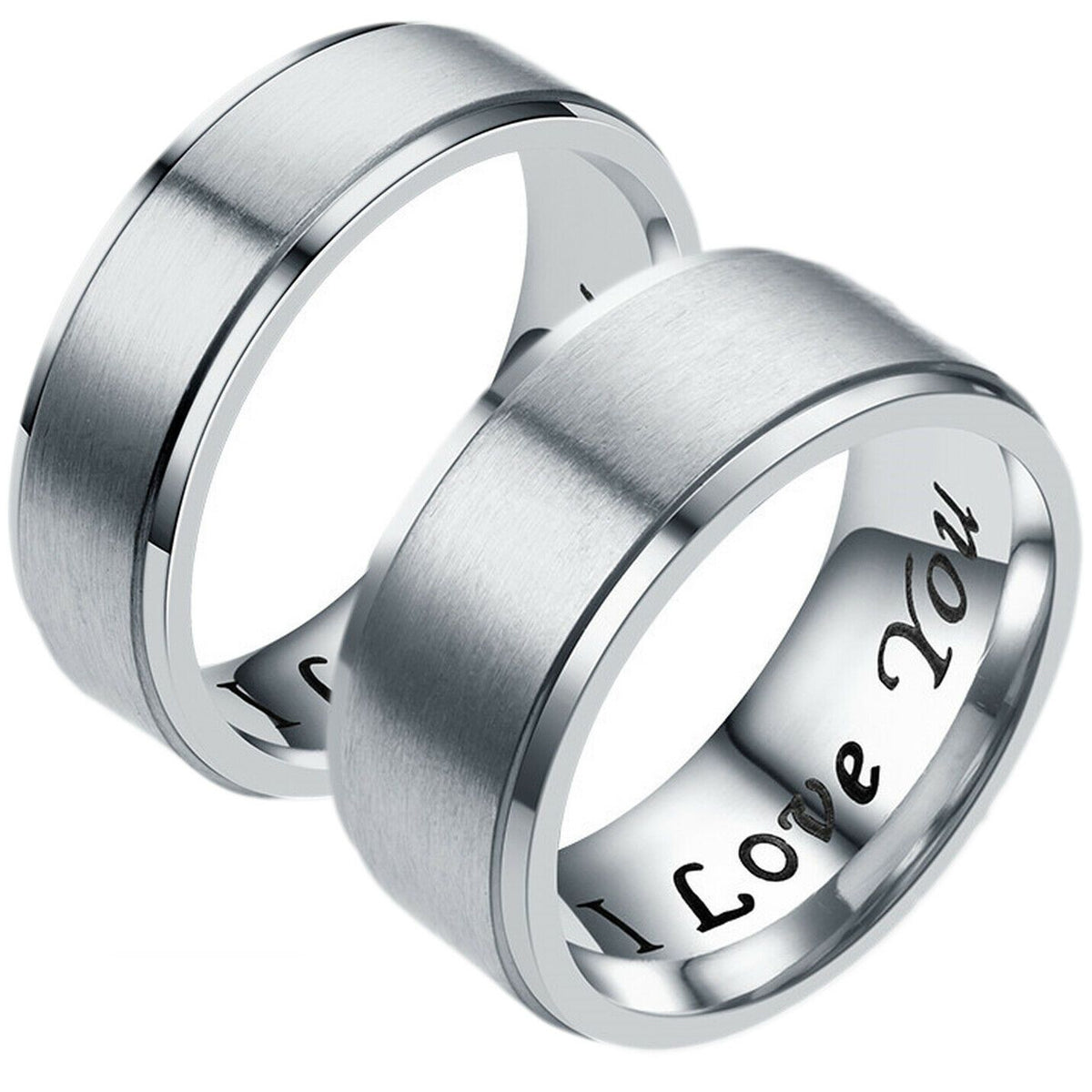 MRoyale™ Couple&#39;s Matching Stainless Steel &#39;I Love You&#39; Wedding Band Ring men&#39;s ring MRoyale™ Fashion 