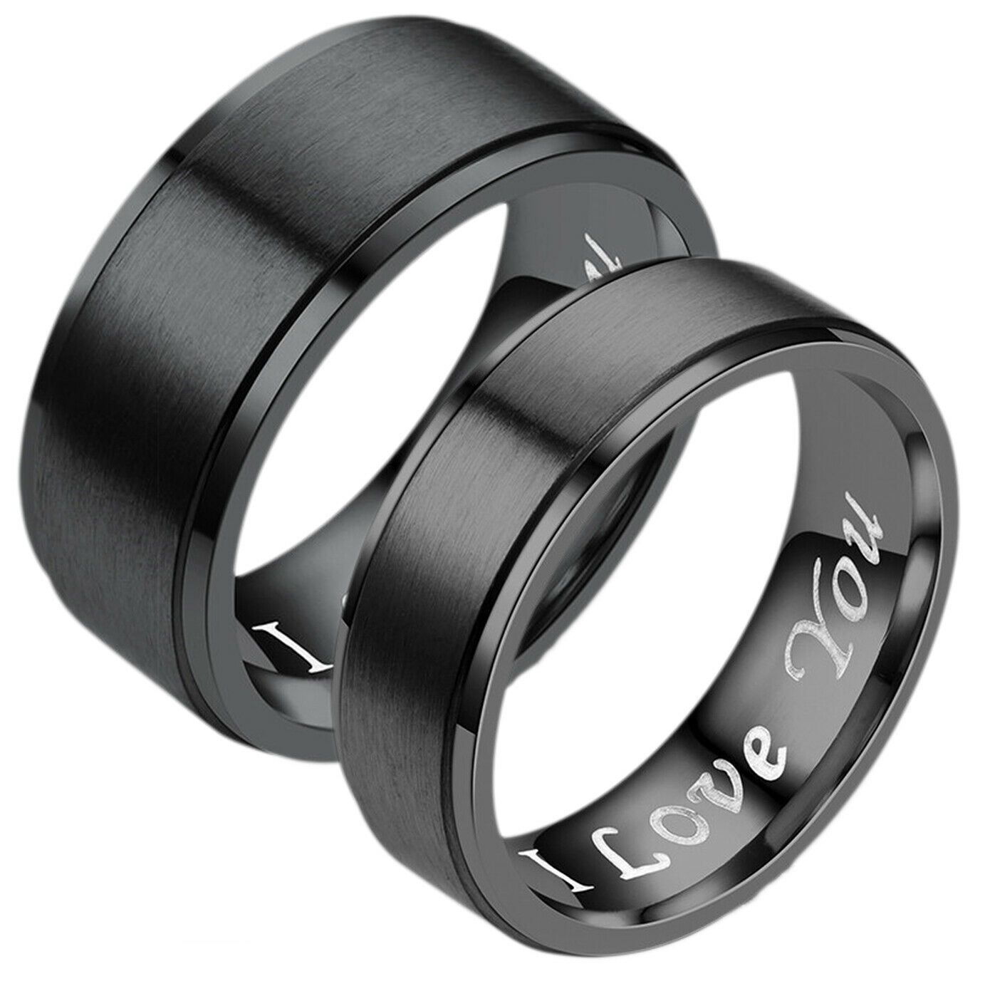 MRoyale™ Couple's Matching Stainless Steel 'I Love You' Wedding Band Ring men's ring MRoyale™ Fashion 