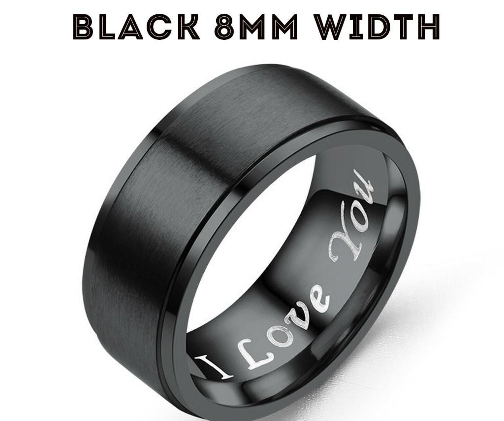 MRoyale™ Couple&#39;s Matching Stainless Steel &#39;I Love You&#39; Wedding Band Ring men&#39;s ring MRoyale™ Fashion 