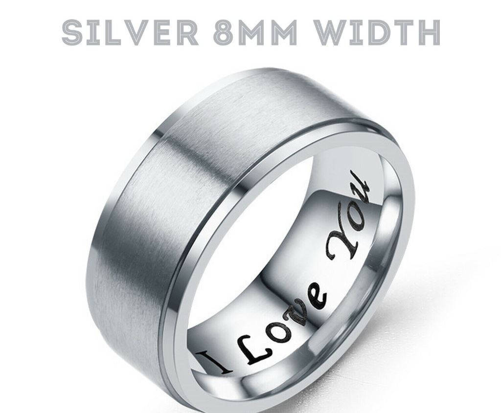 MRoyale™ Couple's Matching Stainless Steel 'I Love You' Wedding Band Ring men's ring MRoyale™ Fashion 