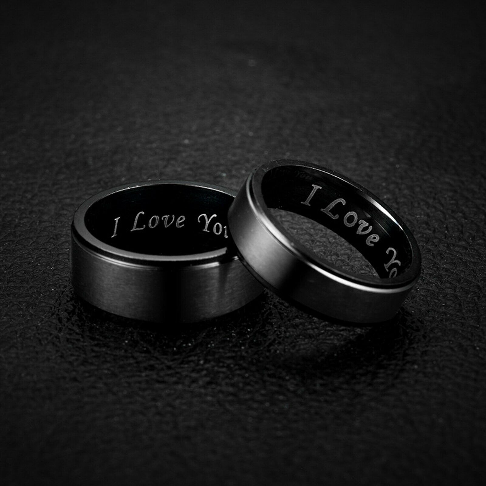 2Pcs/set Romantic Couple Rings For Women Men Punk Heart ECG Black White  Forever Love Promise Wedding Ring Valentine'S Day Gift