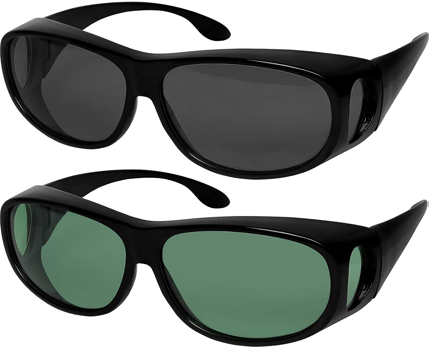 MROYALE™ 2-Pack Fit Over Polarized Sunglasses | Unisex UV400, Night + Peripheral Lens Sunglasses MROYALE™ Set of Smoke & G15 