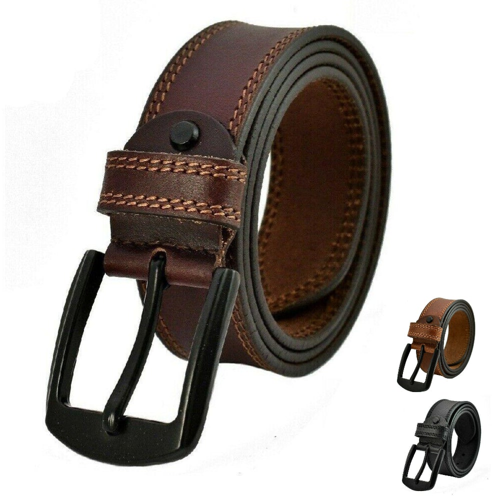 MRoyale™ Handmade FULL GRAIN Premium Leather Belt | Jeans, Metal Buckle, Brown/Black/Tan mens belts MRoyale™ Brown 28-30 