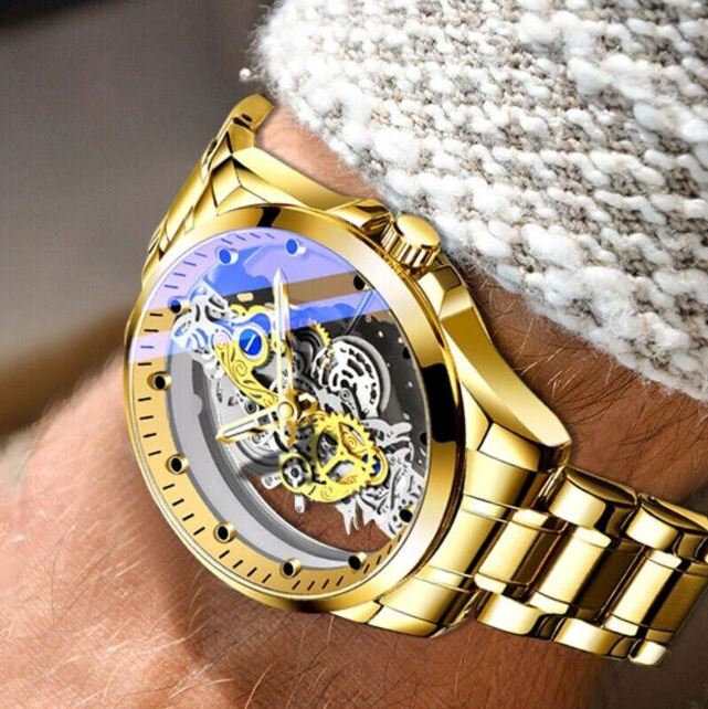 MRoyale™ Hollow Skeleton Stainless Steel Men&#39;s Watch: Quartz, Luxury Wristwatch wristwatches MRoyale™ 