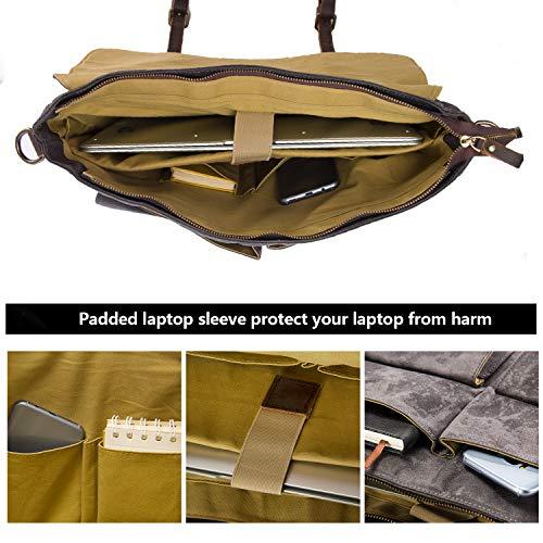 MROYALE™ Vintage Waxed Canvas/Leather 15.6" Laptop Crossbody Messenger Briefcase Messenger Bag MRoyale™ Fashion 