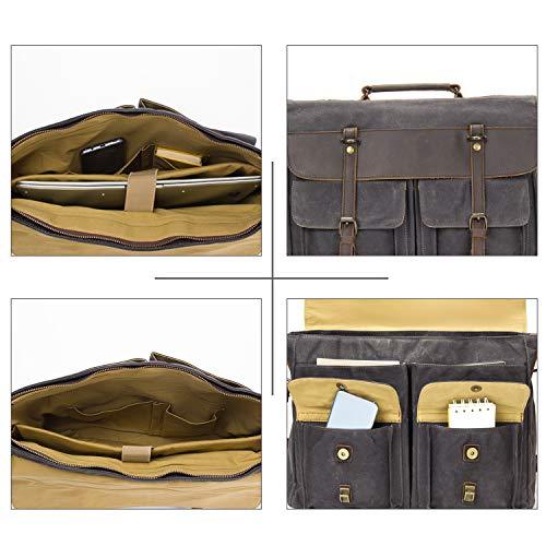 MROYALE™ Vintage Waxed Canvas/Leather 15.6&quot; Laptop Crossbody Messenger Briefcase Messenger Bag MRoyale™ Fashion 