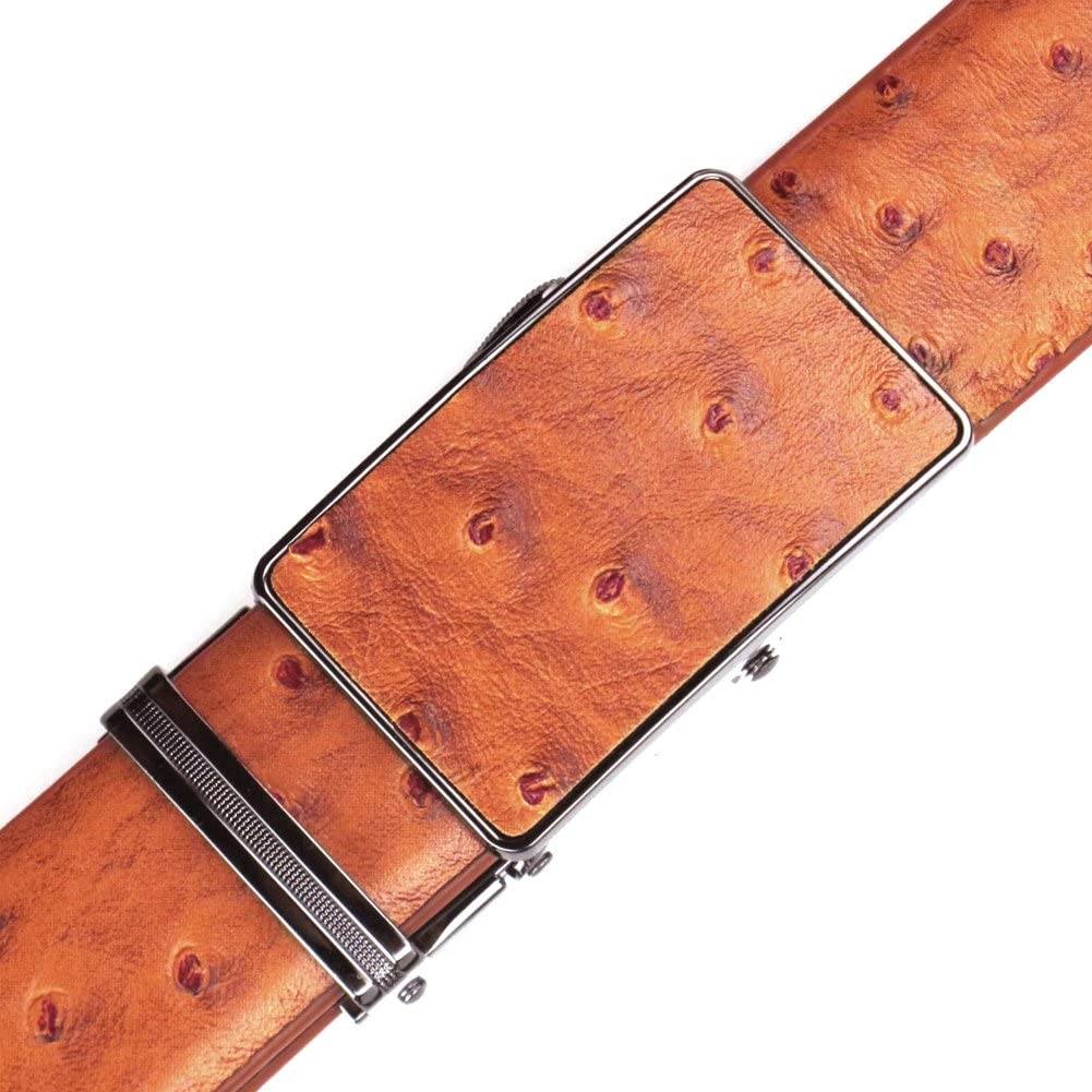 MRoyale™ Leather Ratchet Belt | Ostrich Grain | Men&#39;s 35mm Automatic Slide Buckle mens belts MRoyale™ 