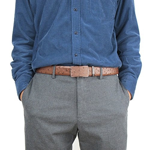 MRoyale™ Leather Ratchet Belt | Ostrich Grain | Men&#39;s 35mm Automatic Slide Buckle mens belts MRoyale™ 