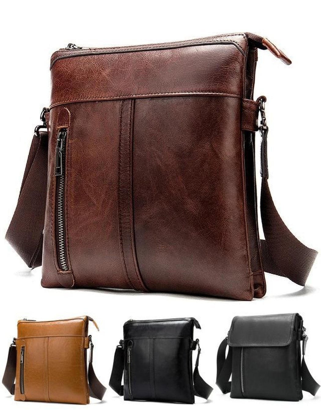 MROYALE™ Men's 100% Leather Crossbody Shoulder Messenger Satchel Bag messenger bag MRoyale™ Fashion Red Coffee 