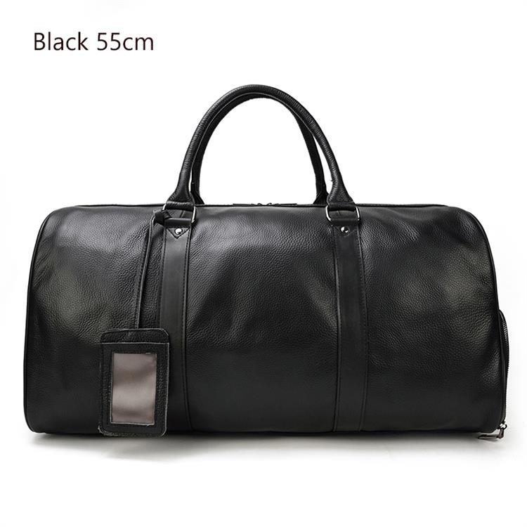 MRoyale™ Men&#39;s 100% Leather Duffle Weekend Travel Bag w/ Shoe Storage Duffle Travel Bag MRoyale™ Fashion BlackL (22&quot;) 
