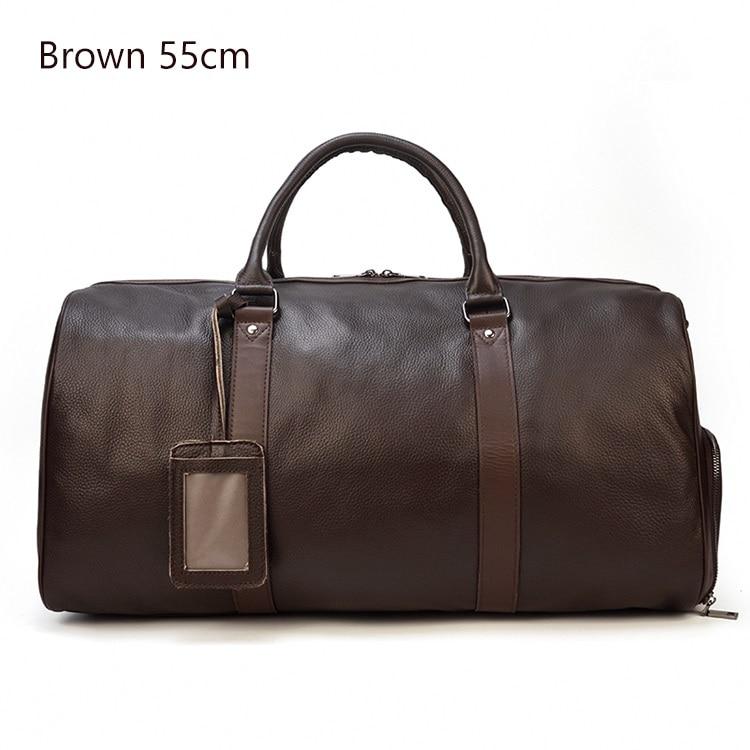 MRoyale™ Men's 100% Leather Duffle Weekend Travel Bag w/ Shoe Storage Duffle Travel Bag MRoyale™ Fashion BrownL (22") 
