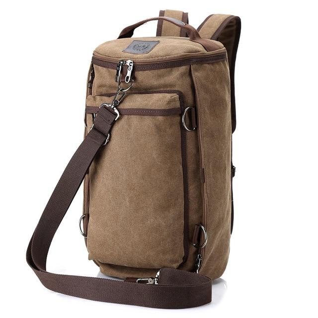 MROYALE™ Men's 3-in-1 Backpack Duffle Tote Outdoor Rucksack 35L Canvas Travel Bag Duffle Travel Bag MROYALE™ Light Coffee 