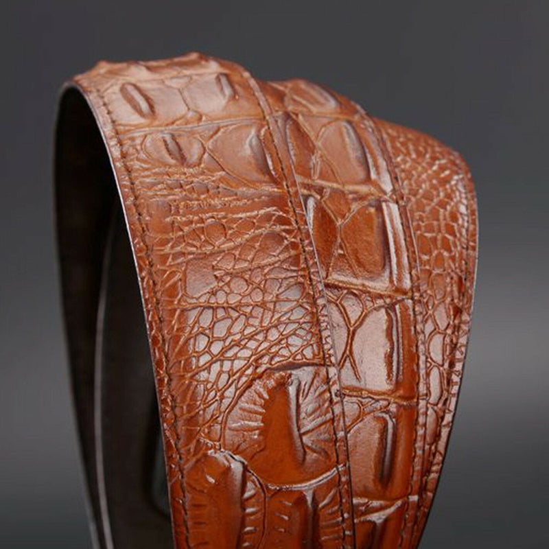 MROYALE™ Faux Alligator Skin Embossed Leather Ratchet Belt | Men&#39;s Crocodile Automatic Buckle mens belts MRoyale™ 