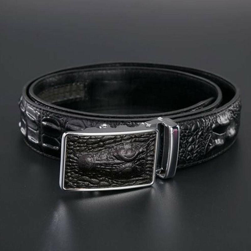 MROYALE™ Faux Alligator Skin Embossed Leather Ratchet Belt | Men&#39;s Crocodile Automatic Buckle mens belts MRoyale™ 