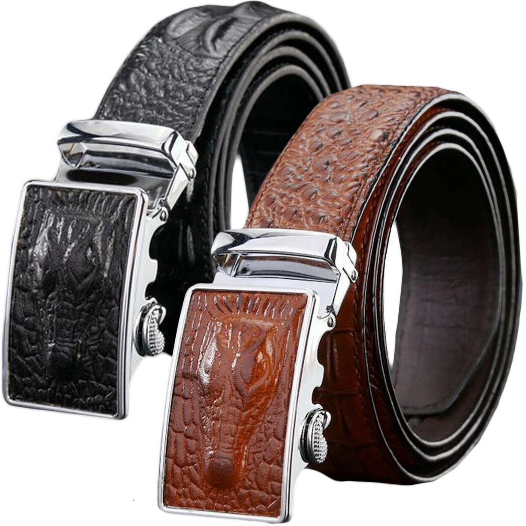 MROYALE™ Faux Alligator Skin Embossed Leather Ratchet Belt | Men's Crocodile Automatic Buckle mens belts MRoyale™ 