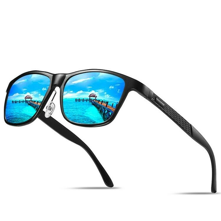 MRoyale™ Men's Aluminum Polarized Sunglasses sunglasses MRoyale™ Fashion Black w/ Blue Lens 