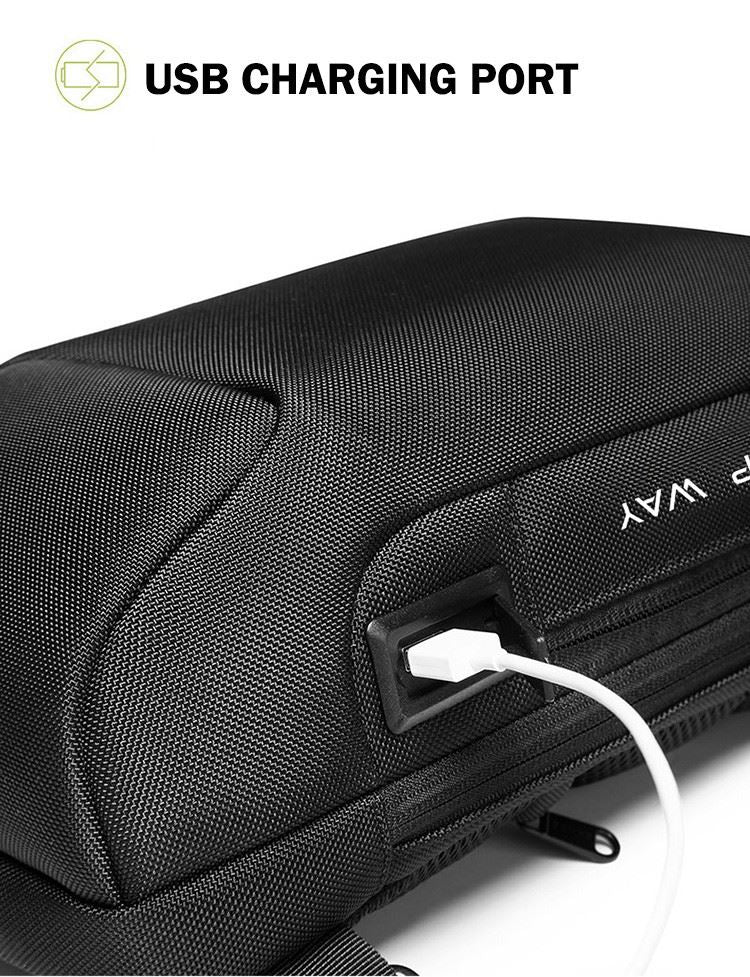 MROYALE™ Mini Sling Anti-Theft Lock USB Men&#39;s Chest Crossbody Small Backpack sling chest bag MRoyale™ Fashion 