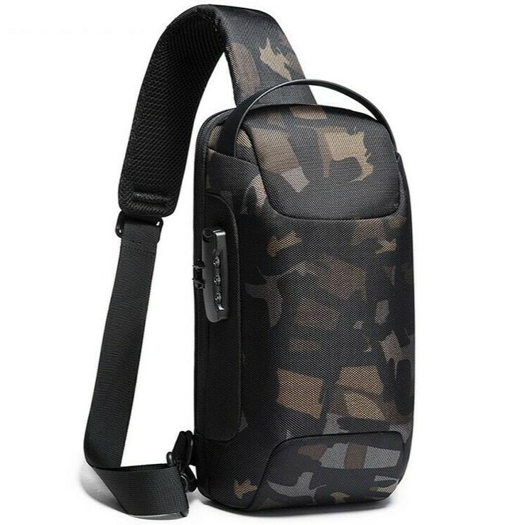 MROYALE™ Mini Sling Anti-Theft Lock USB Men's Chest Crossbody Small Backpack sling chest bag MRoyale™ Fashion Camouflage 