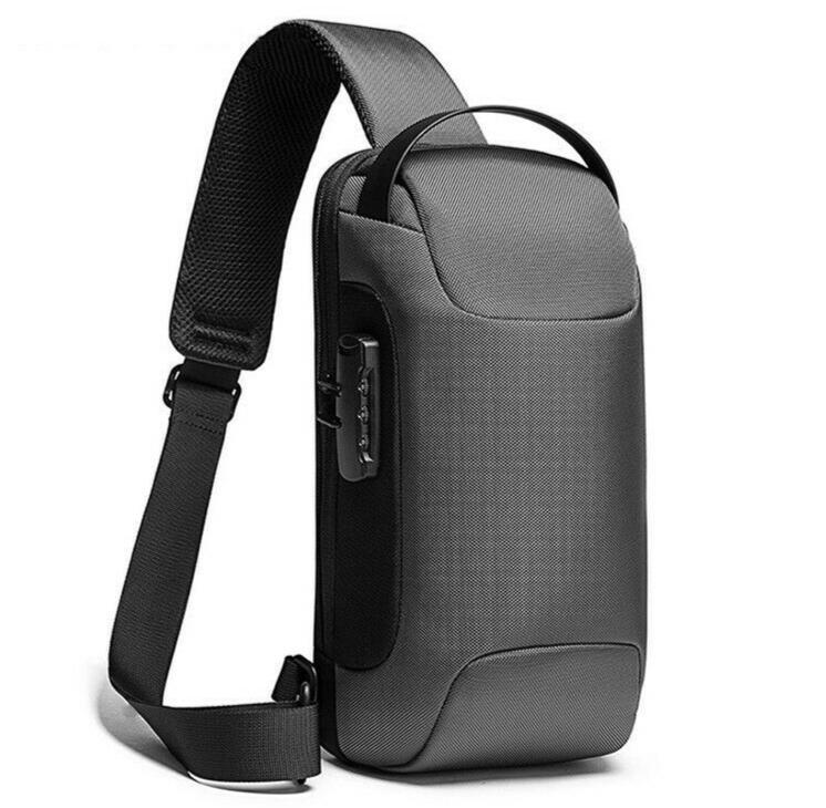 SEAFEW Small Grey Anti Theft Sling Crossbody Backpack Shoulder Bag for Men  Women, Mini Lightweight One Strap Motorcycle Backpack Sling Chest Bag for