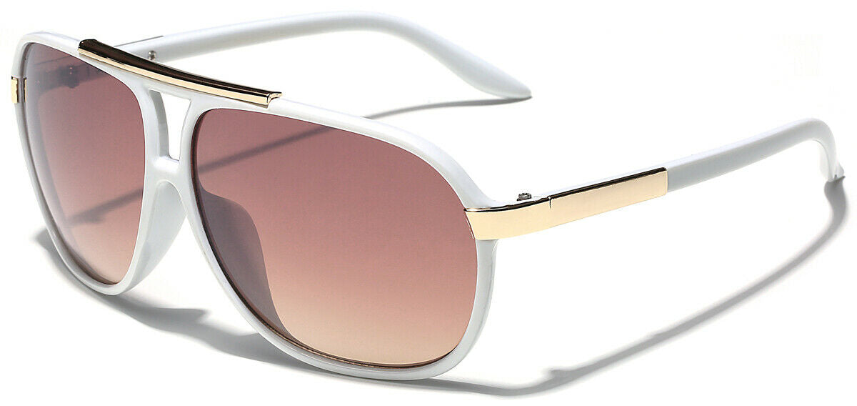 MROYALE™ Men's Aviator Vintage Sunglasses - UV400, Retro Pilot, Polycarbonate Lens sunglasses MRoyale™ Fashion WhiteBR 