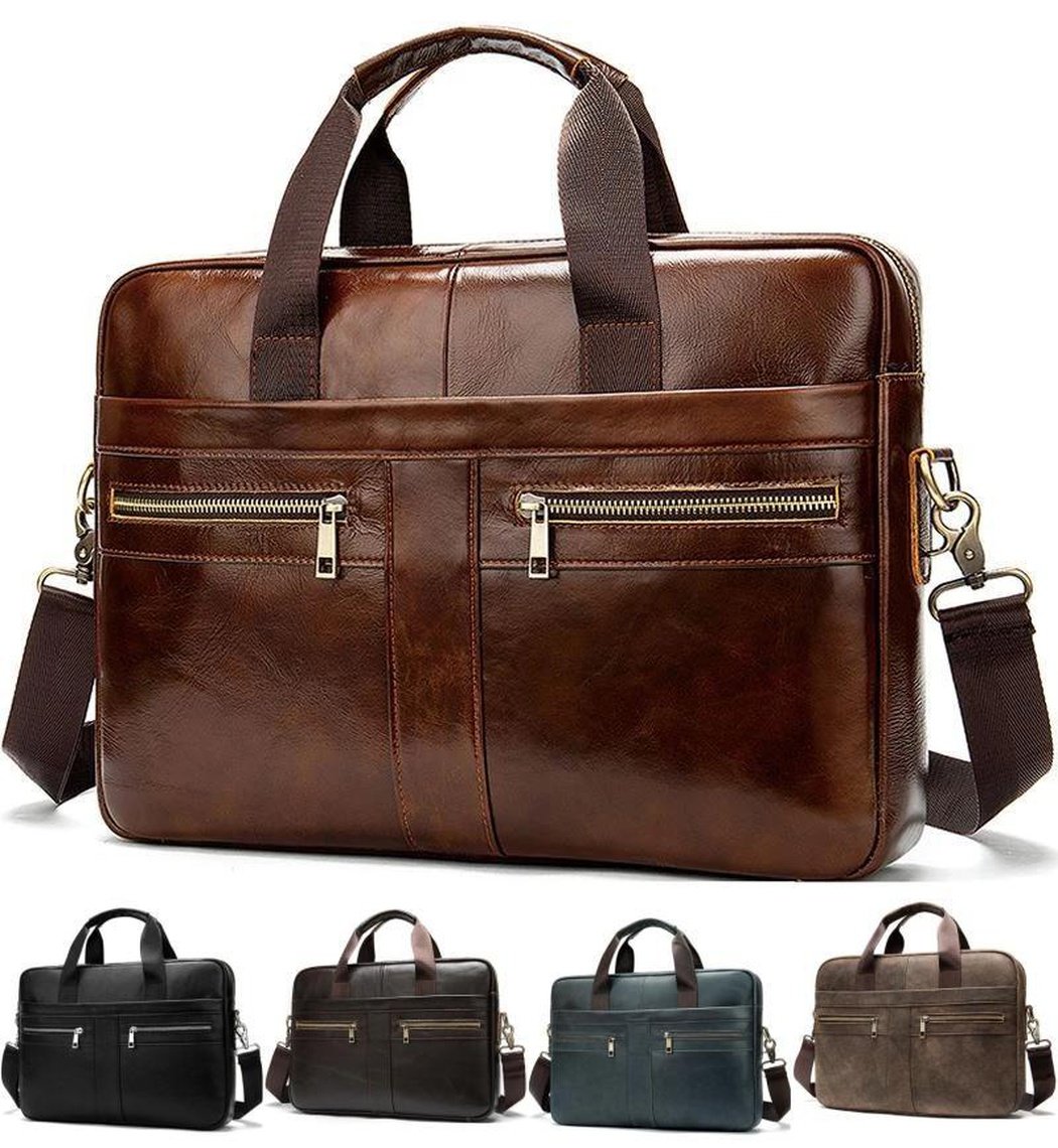 MROYALE™ Men&#39;s Briefcase Leather Messenger 14&quot;/15&quot; Laptop Crossbody Bag Messenger Bag MRoyale™ Fashion Coffee 