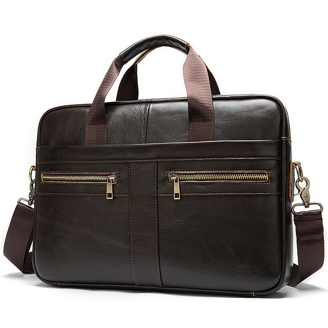 MROYALE™ Men's Briefcase Leather Messenger 14"/15" Laptop Crossbody Bag Messenger Bag MRoyale™ Fashion Bold Coffee 