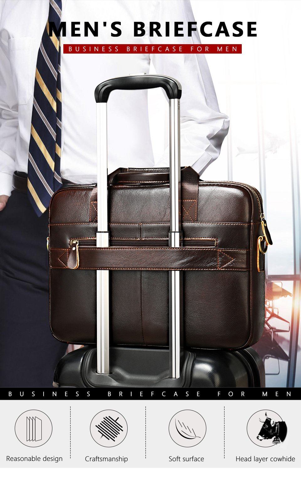 MROYALE™ Men's Briefcase Leather Messenger 14"/15" Laptop Crossbody Bag Messenger Bag MRoyale™ Fashion 