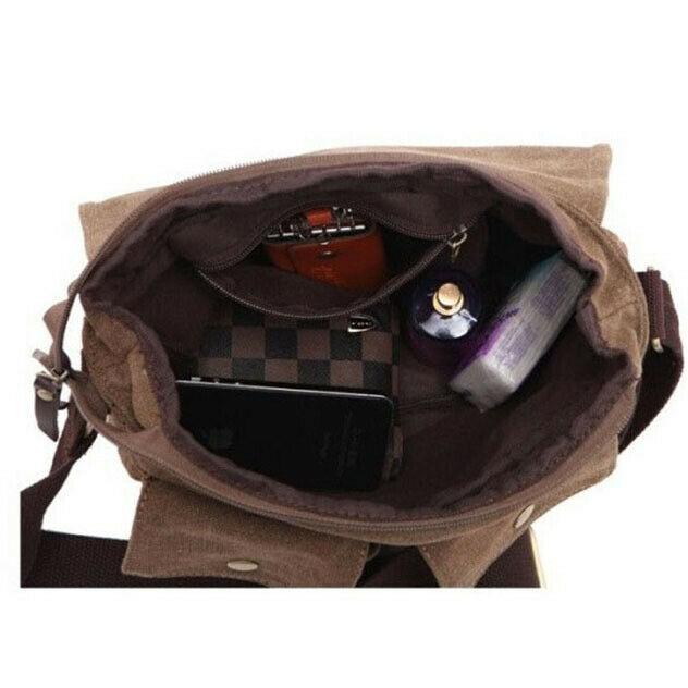 MROYALE™ Vintage Canvas Crossbody Messenger Bag - Men&#39;s Brown Outdoor messenger bag MRoyale™ Fashion 