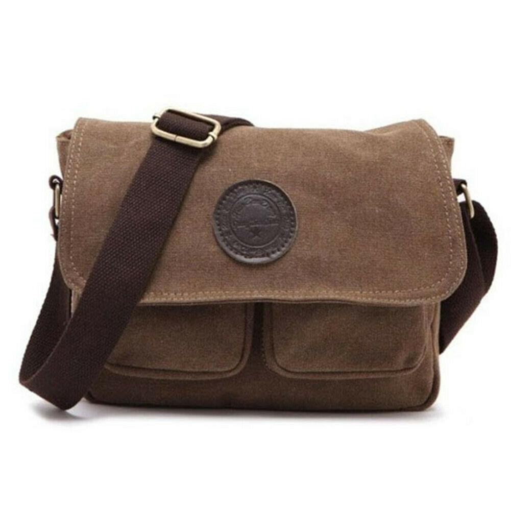 Men's Vintage Leather Box Crossbody Bag Male Solid Outdoor Buckle