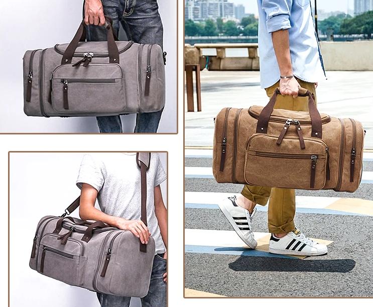 MRoyale™ Men&#39;s Canvas Expansion Duffle Weekend Travel Bag Duffle Travel Bag MRoyale™ Fashion 